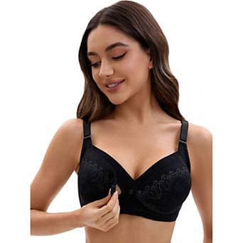 Nursing Bra for Women Lace Front Closure Adjustable Straps Pumping Maternity Underwear