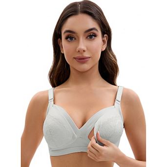 Nursing Bra for Women Lace Front Closure Adjustable Straps Pumping Maternity Underwear