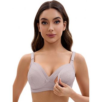 Nursing Bra for Women Lace Front Closure Adjustable Straps Pumping Maternity Underwear