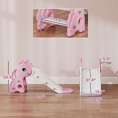 Qaba Kids Slide with Climber and Basketball Hoop, 3-in-1 Baby Slide