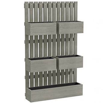 Outsunny 5 Box Raised Garden Bed w/ Trellis, Drain Holes