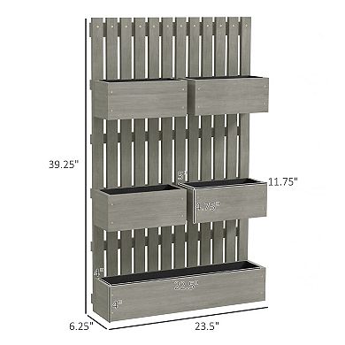 Outsunny 5 Box Raised Garden Bed w/ Trellis, Drain Holes