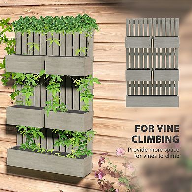 Outsunny 5 Box Raised Garden Bed w/ Trellis, Drain Holes