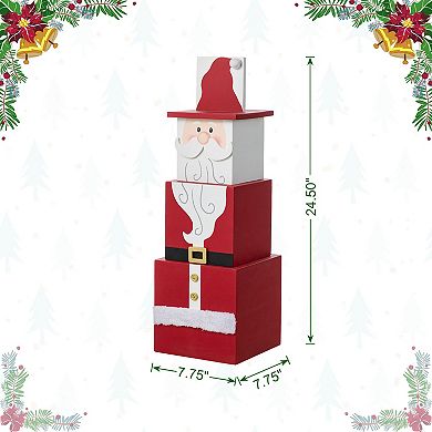 Glitzhome 25" H Christmas Wooden Santa & Nutcracker Reversible Boxed Porch Decor