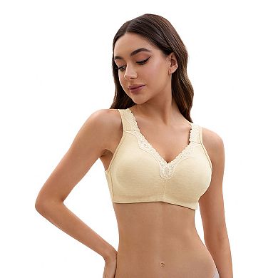 Plus Size for Women's Lace Trim Full Coverage Adjustable Strap Soft Cup Bras