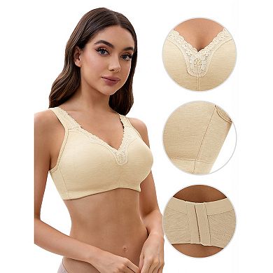 Plus Size for Women's Lace Trim Full Coverage Adjustable Strap Soft Cup Bras