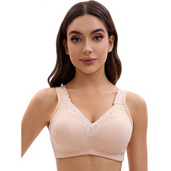 Plus Size for Women's Lace Trim Full Coverage Adjustable Strap Soft Cup Bras