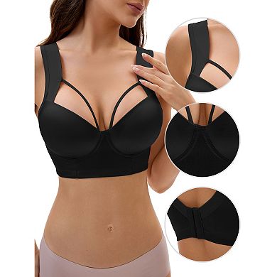 Women's Push Up Adjustable Wide Straps Underwire Full Coverage Comfort Bras