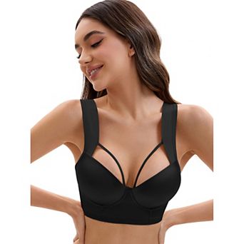 Women's Push Up Adjustable Wide Straps Underwire Full Coverage Comfort Bras