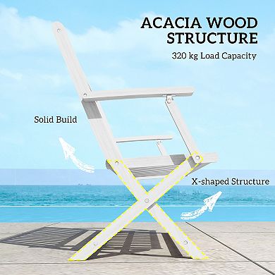 Outsunny Wood Outdoor Bench, 2-Person Foldable Patio Garden Bench