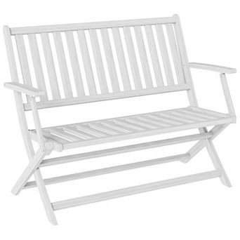 Outsunny Wood Outdoor Bench, 2-Person Foldable Patio Garden Bench