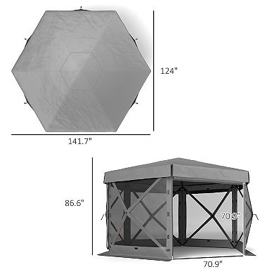 Outsunny 12ft x 12' Hexagonal Pop Up Gazebo, Outdoor Canopy Tent