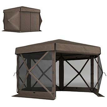 Outsunny 12ft x 12' Hexagonal Pop Up Gazebo, Outdoor Canopy Tent