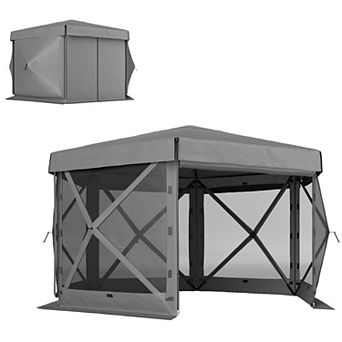Outsunny 12ft x 12' Hexagonal Pop Up Gazebo, Outdoor Canopy Tent