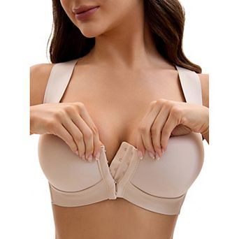 Women's Front Closure Push Up Wirefree Wide Straps U Back Tank Bras