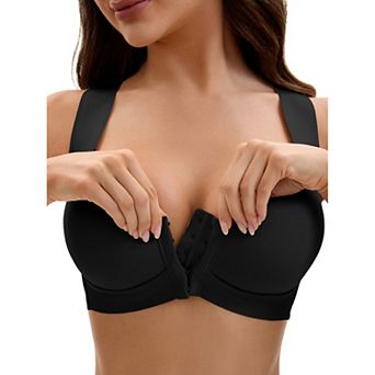 Women's Front Closure Push Up Wirefree Wide Straps U Back Tank Bras