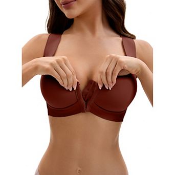 Women's Front Closure Push Up Wirefree Wide Straps U Back Tank Bras