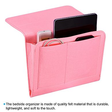 1Pcs Bedside Organizer Bed Hanging Caddy Sofa Desk Hanging Bag Double Layer for Magazine Remotes