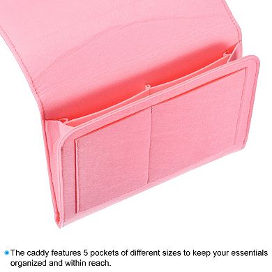 1Pcs Bedside Organizer Bed Hanging Caddy Sofa Desk Hanging Bag Double Layer for Magazine Remotes