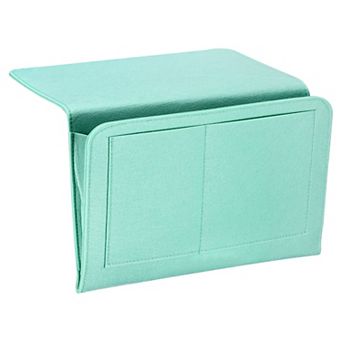 1 pc Bedside Organizer Bed Hanging Caddy Sofa Desk Hanging Bag Double Layer for Magazine Remotes