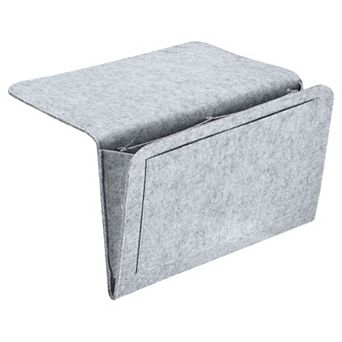 1 pc Bedside Organizer Bed Hanging Caddy Sofa Desk Hanging Bag Double Layer for Magazine Remotes