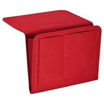1 pc Bedside Organizer Bed Hanging Caddy Sofa Desk Hanging Bag Double Layer for Magazine Remotes
