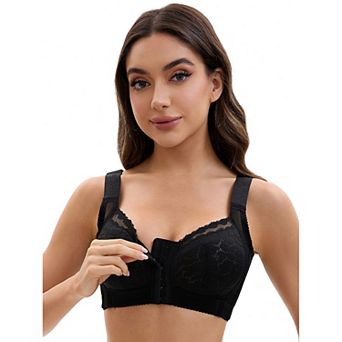 Women's Lace Front Closure Full Coverage Minimizers Wirefree Wide Straps Soft Bras
