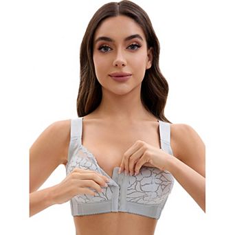 Women's Lace Front Closure Full Coverage Minimizers Wirefree Wide Straps Soft Bras