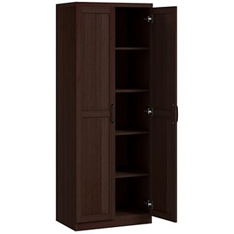 HOMCOM 63inch Kitchen Pantry, Storage Cabinet with 2 Doors, Adjustable Shelves