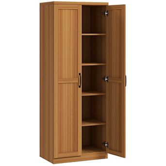 HOMCOM 63inch Kitchen Pantry, Storage Cabinet with 2 Doors, Adjustable Shelves