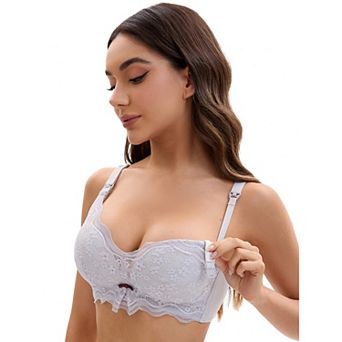 Nursing Bra for Women's Lace V Neck Wirefree Light and Breathable Maternity Bralette