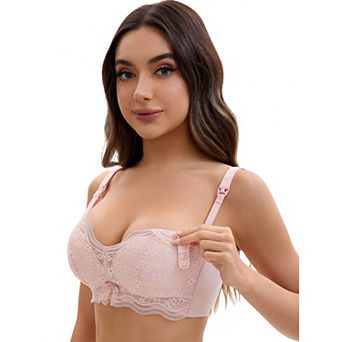 Nursing Bra for Women's Lace V Neck Wirefree Light and Breathable Maternity Bralette