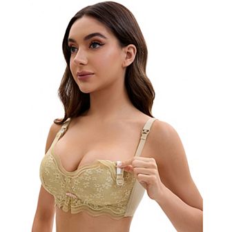 Nursing Bra for Women's Lace V Neck Wirefree Light and Breathable Maternity Bralette