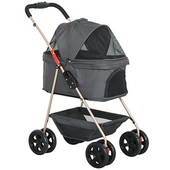PawHut 3 in 1 Pet Stroller with Detachable Carrier for Mini Dogs and Cats