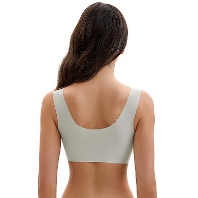 Women's Front Closure Full Coverage Vest Wirefree Wave Trim U Back Soft Bras