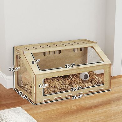 PawHut 39inch Hamster Cage, Gerbil Cage w/ Acrylic Window & Openable Top