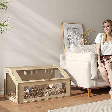 PawHut 39inch Hamster Cage, Gerbil Cage w/ Acrylic Window & Openable Top
