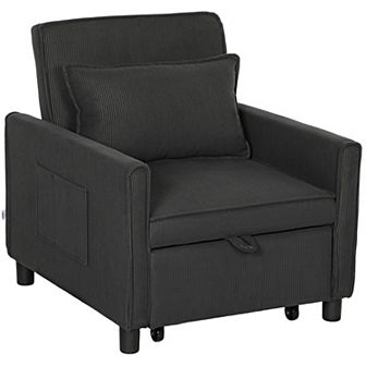 HOMCOM 3-in-1 Convertible Chair Bed, Adjustable Sleeper Chair