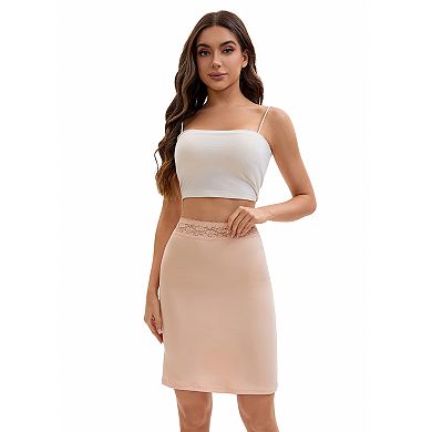 Anti-Static Half Slips for Women Soft Underskirt with Floral Lace Waistband
