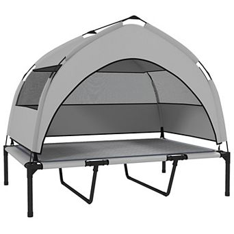 PawHut Elevated Dog Bed, Portable Raised Pet Bed with Canopy, Bag, 42inchL