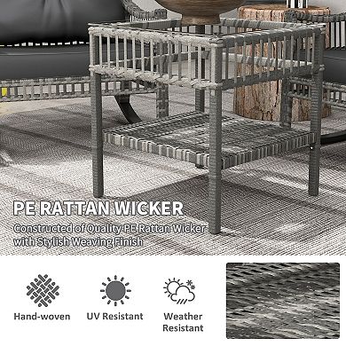 Outsunny 3 Pieces Rattan Rocking Chair Set, Outdoor Rocker Chair