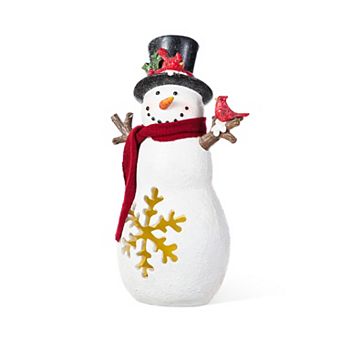 Glitzhome 15"H Resin Snowman Table Decor, Christmas Lighted Tabletop Decoration