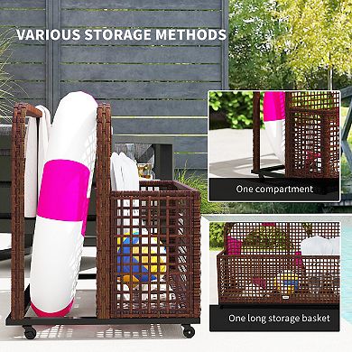 Outsunny Pool Float Storage with Wheels, Pool Caddy