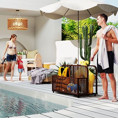 Outsunny Pool Float Storage with Wheels, Pool Caddy