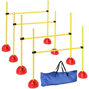 PawHut 4 pc Dog Agility Course Backyard Set w/ Agility Jumps & Carry Bag