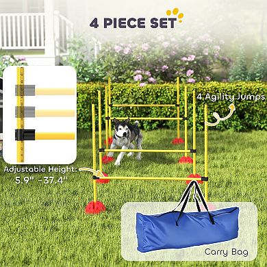 PawHut 4 Piece Dog Agility Course Backyard Set w/ Agility Jumps & Carry Bag