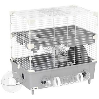 PawHut 2 tier Hamster Cage, Hamster Habitat with Accessories