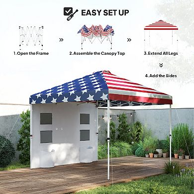 Outsunny 10ft x 10' Pop Up Canopy Tent with Sidewall, UPF50+