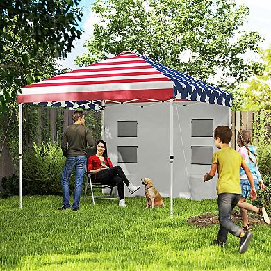 Outsunny 10ft x 10' Pop Up Canopy Tent with Sidewall, UPF50+
