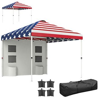 Outsunny 10ft x 10' Pop Up Canopy Tent with Sidewall, UPF50+